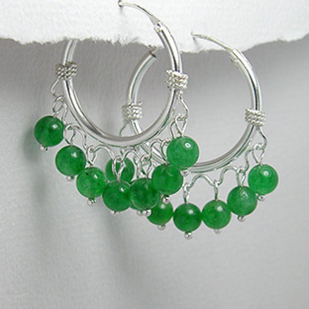 Green Agate Sterling Silver Earrings